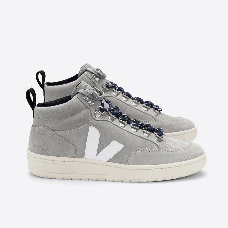 Zapatillas Veja Hombre España - Roraima Tenis Gris Blancas Suede ES3441299